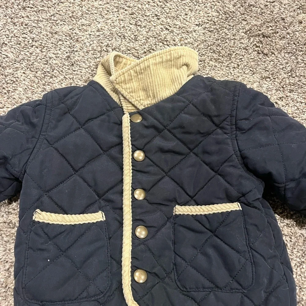 Y2K Gymboree (6-12M) Infant Baby Quilted Jacket Cotton Brown Snaps Lined Collar
